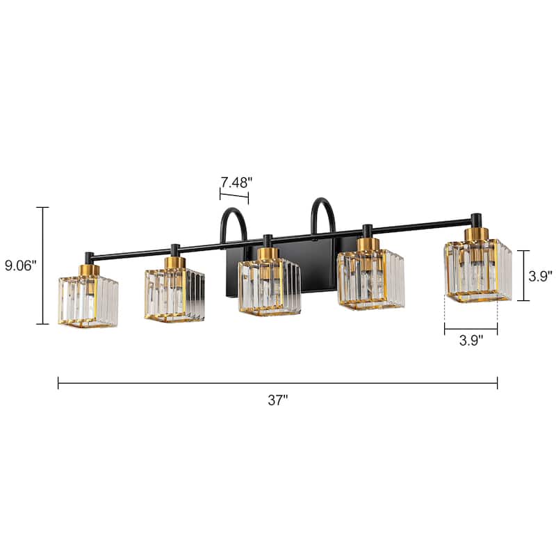 3/4/5-Light Modern Industrial Dimmable Crystal Bathroom Vanity Light