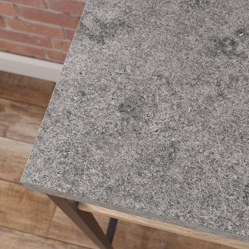 Wood Industrial Desk with Large Work Surface and Side Cabinet