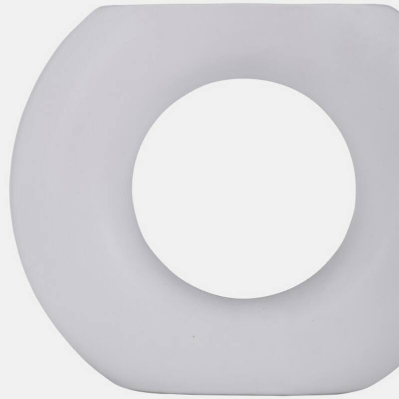 Donut Ceramic Vase with flat Base- 6.5" - White