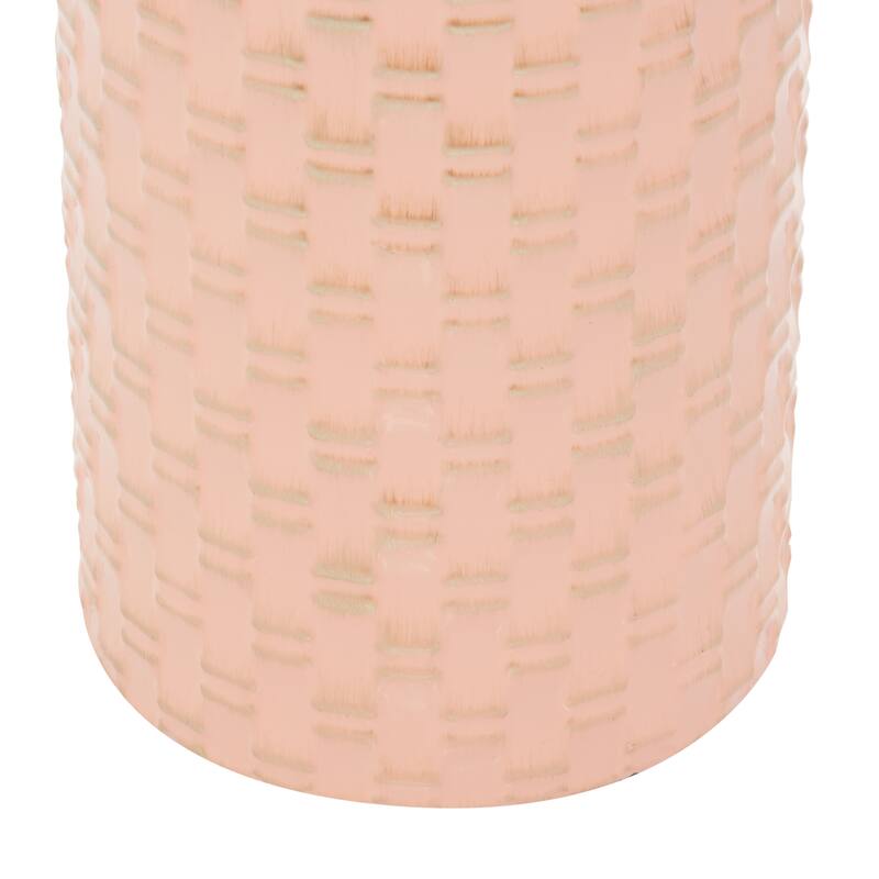 Pink Metal Weave Inspired Vase with Gold Top (Set of 2) - 6 x 6 x 18