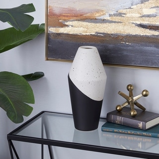 Black Ceramic Handmade Color Block Speckled Vase