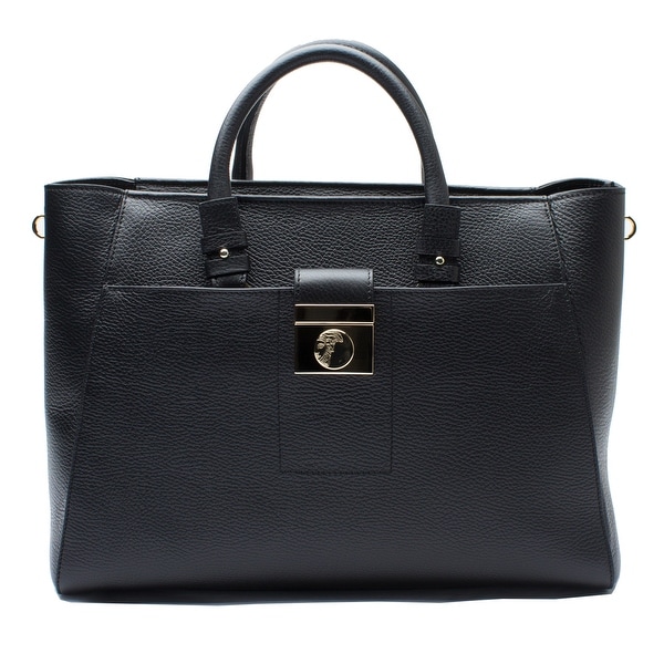 Versace Collection Leather Tote Handbag - Black - M