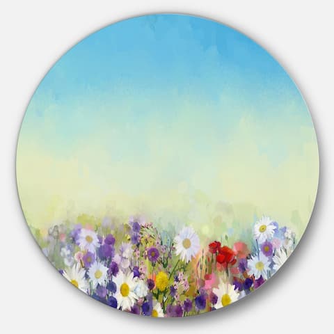 Designart 'Soft Flowers in Spring Background' Floral Round Wall Art