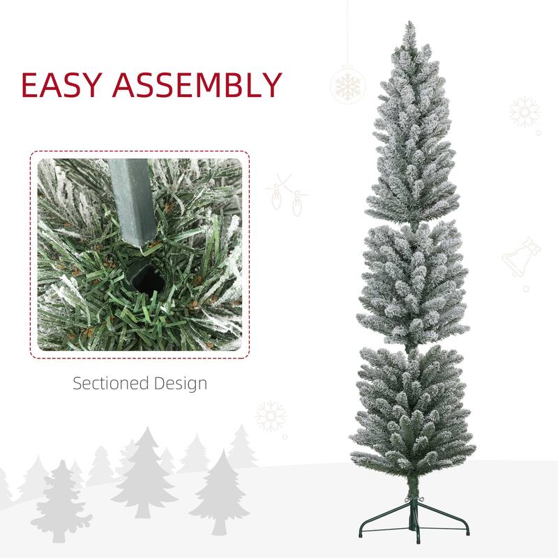 6FT Tall Unlit Pencil Fir Artificial Christmas Tree with Realistic Branches and Steel Base