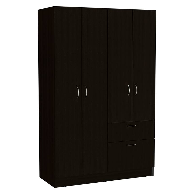 18.5" Modern Double-door Armoire with Hanging Rod, Five Interior Shelves and One Drawer