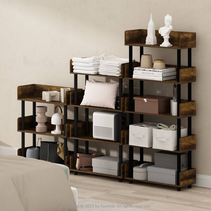 Furinno Turn-N-Tube 3-Tier Toolless Freestanding Multipurposes Display Rack, Espresso