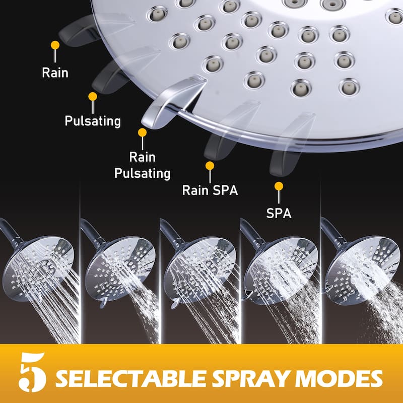 WOWOW Single-Handle 5-Spary Round Shower Faucet with Tub Spout