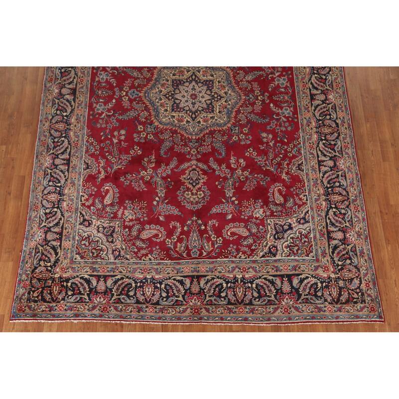 Vegetable Dye Yazd Persian Antique Area Rug Handmade Wool Carpet - 7'10"x 11'10"