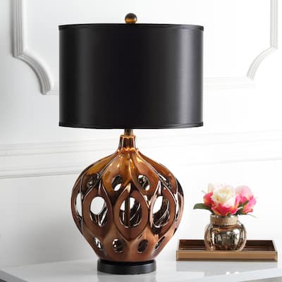 SAFAVIEH Lighting 29-inch Deco Copper Finish Table Lamp - 16"x16"x29"