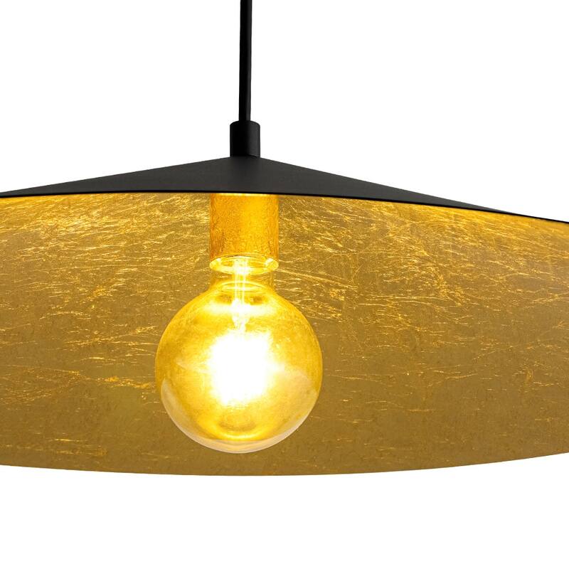 Black Gold 1-light Minimalist Metal Oversized Shallow Cone Pendant