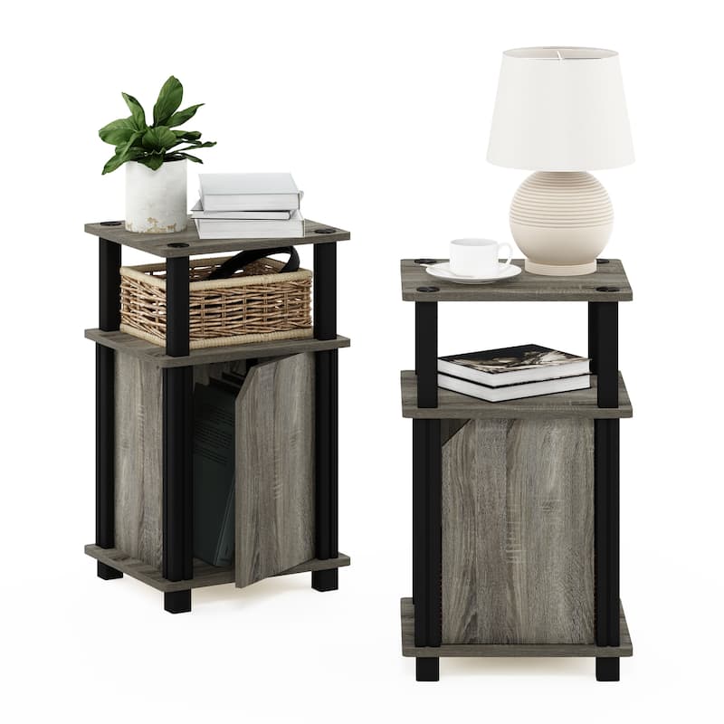 Furinno Brahms 3-Tier End Table with Door