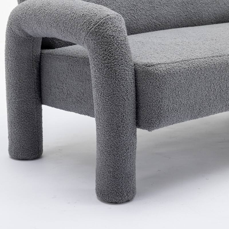 SEYNAR Mid-Century Modern Boucle 51'' Solid Wood Curved Sofa Set of 3 with Accent chair