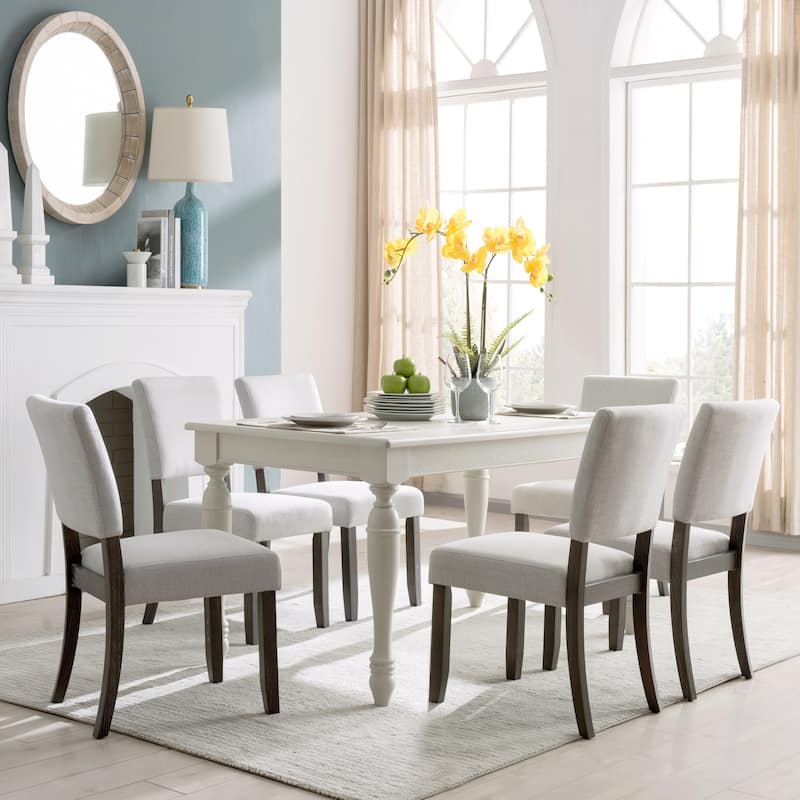 Leick Home Upholstered Back Dining Chair with Wood Base Set of 2