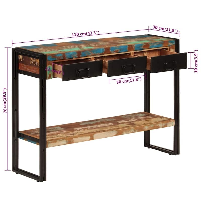 vidaXL Console Table 43.3"x11.8"x29.9" Solid Wood Mango