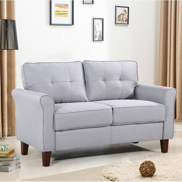Kouchouk 54.5'' Linen Flared Arm Loveseat - Light Grey