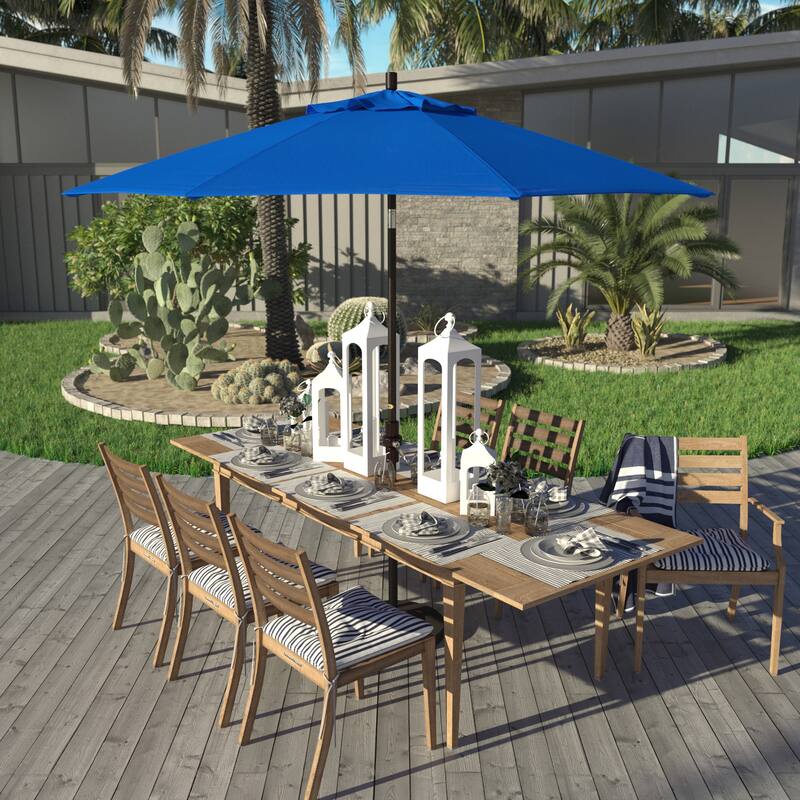 California Umbrella 9' Rd. Aluminum Market Umbrella, Deluxe Crank Lift with Collar Tilt, Bronze Frame Finish, Olefin Fabric
