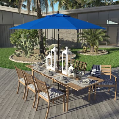 California Umbrella 9' Rd. Aluminum Market Umbrella, Deluxe Crank Lift with Collar Tilt, Bronze Frame Finish, Olefin Fabric