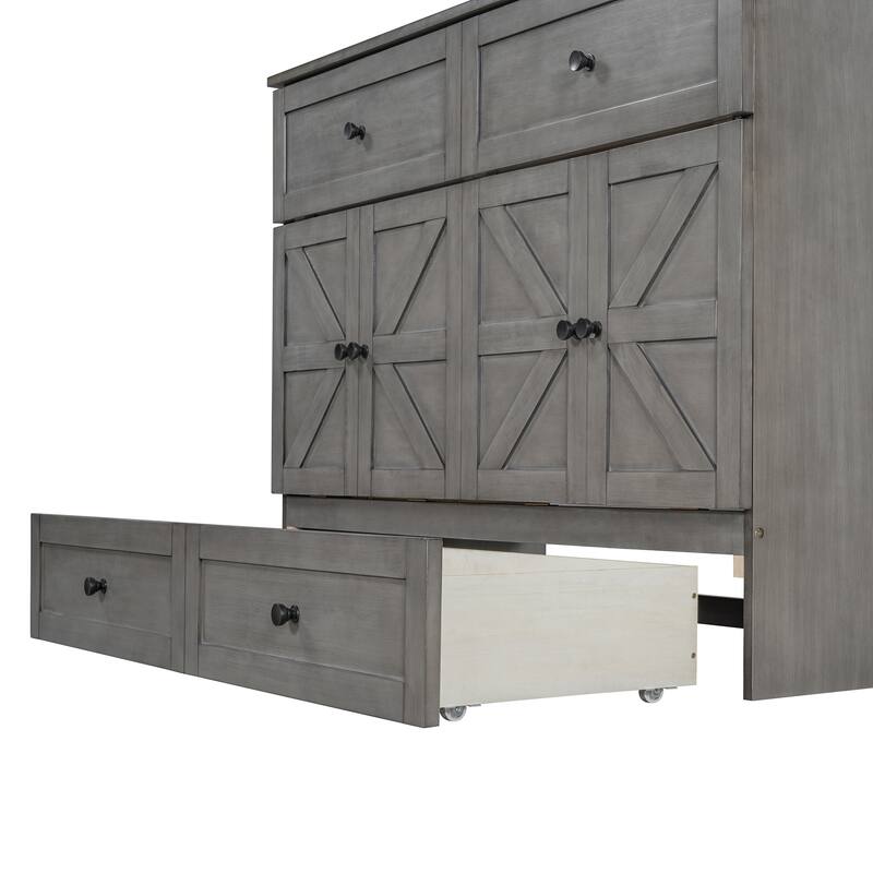 Modern Style Murphy Bed with Large Versatile Storage Drawers and USB Ports for Bedroom