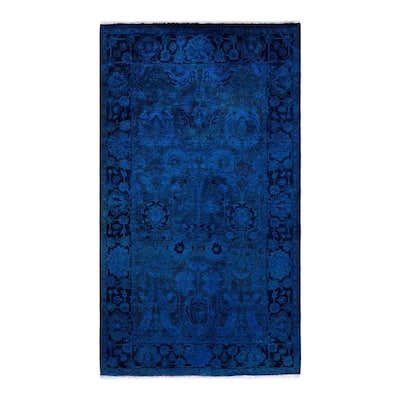 Fine Vibrance One-of-a-Kind Hand-Knotted Area Rug - Blue, 3' 1" x 5' 5" - 3' 1" x 5' 5"