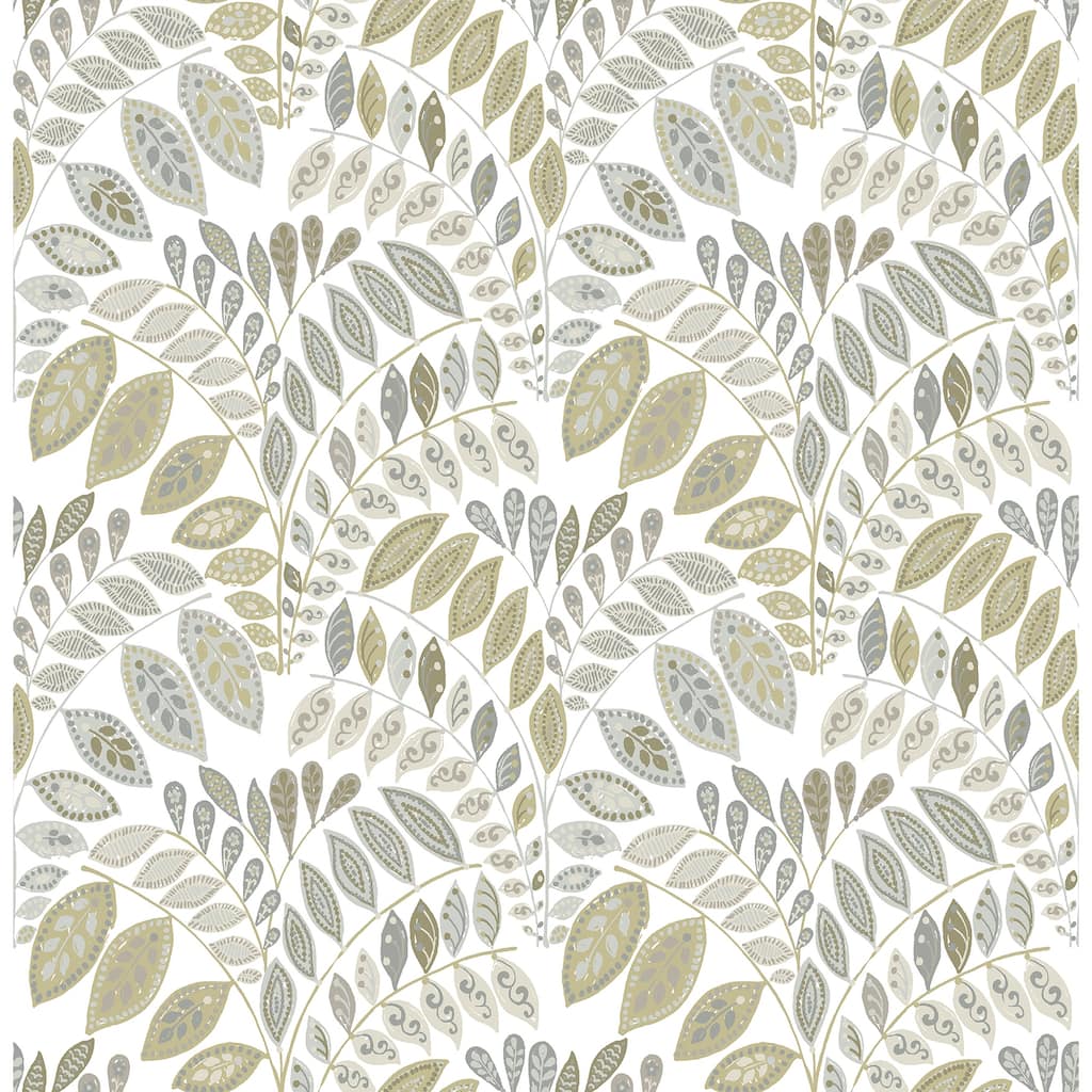 A-Street Prints Fiddlehead Grey Botanical Wallpaper