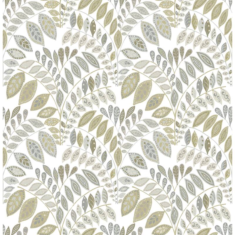 A-Street Prints Fiddlehead Grey Botanical Wallpaper