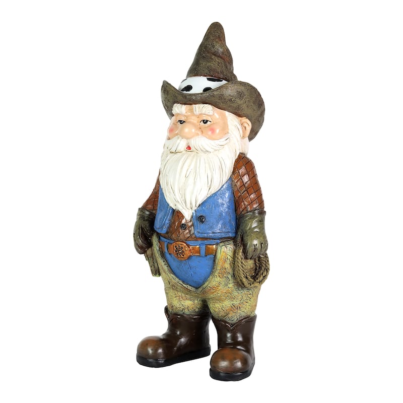 Exhart Bronco Billy Cowboy Gnome Garden Statue, 6 by 13.5 Inches