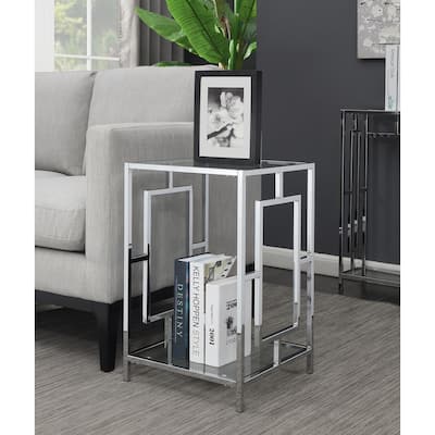 Convenience Concepts Town Square Chrome End Table with Shelf