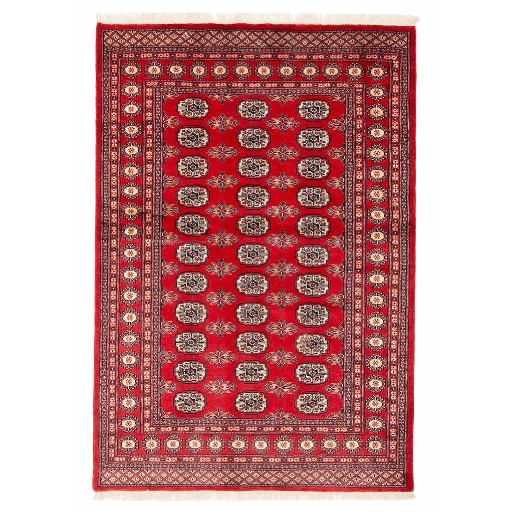 ECARPETGALLERY Hand-knotted Peshawar Bokhara Red Wool Rug - 4'8 x 6'10