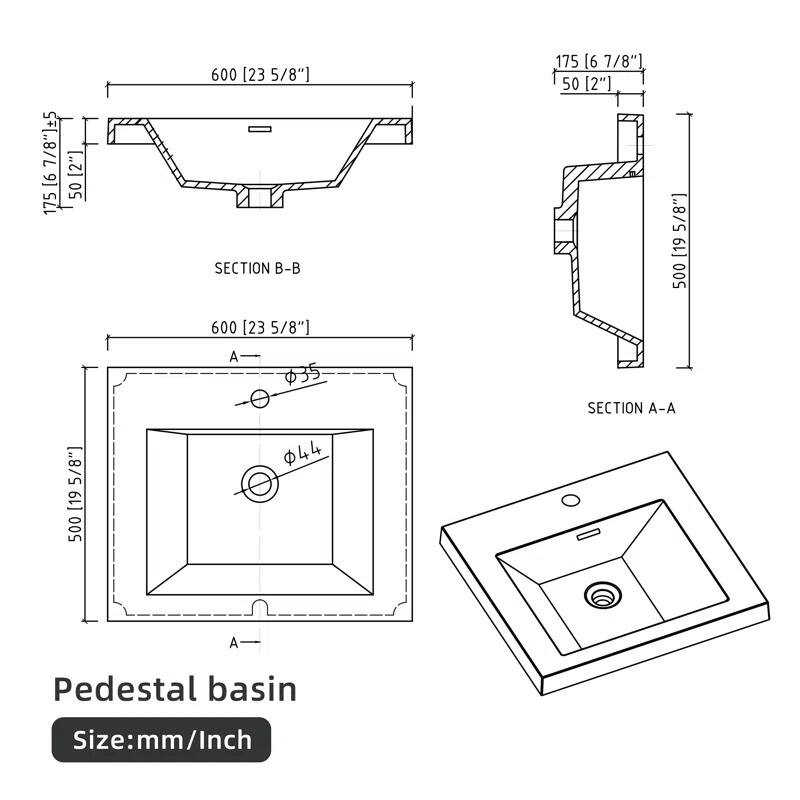 ABRUZZO 24" Floating Single Bathroom Vanity Wall-Mounted with Integrated Resin Top Basin 2 Soft Close Drawers Full Assembly