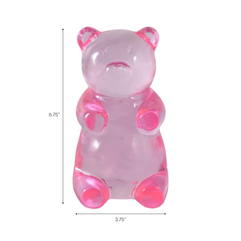 Resin Bear Figurine Boho Decor Bedroom Living Room Office - Pink - 6.75"