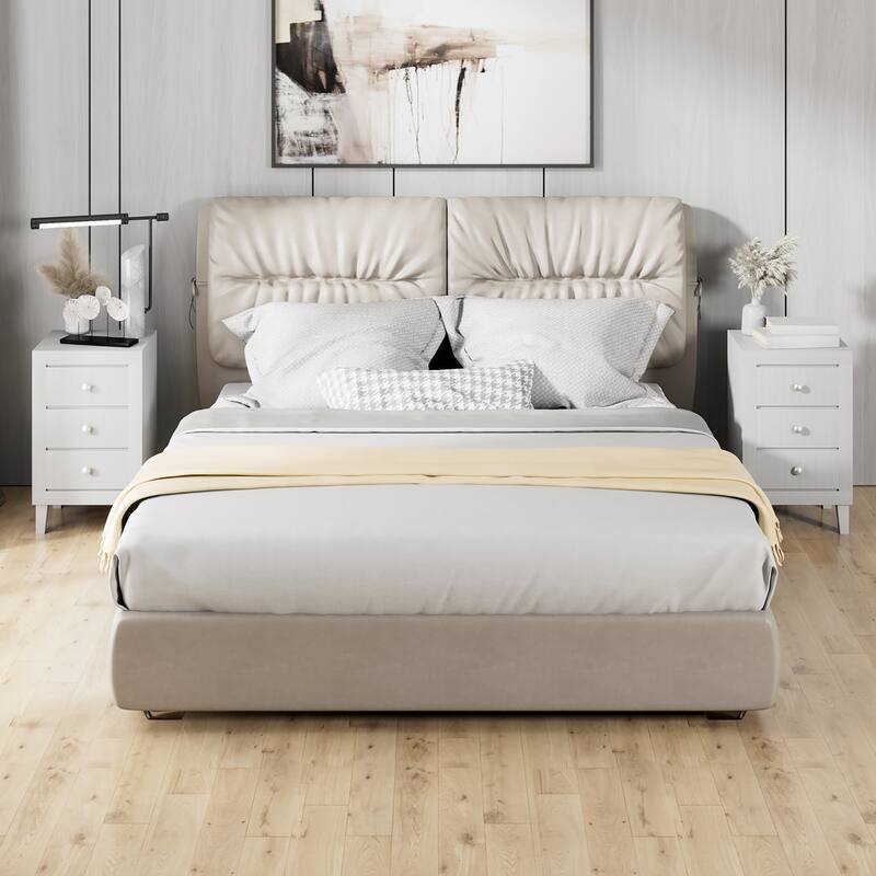 Costway Nightstand Sofa Side Coffee Table with 3 Drawer for Bedroom