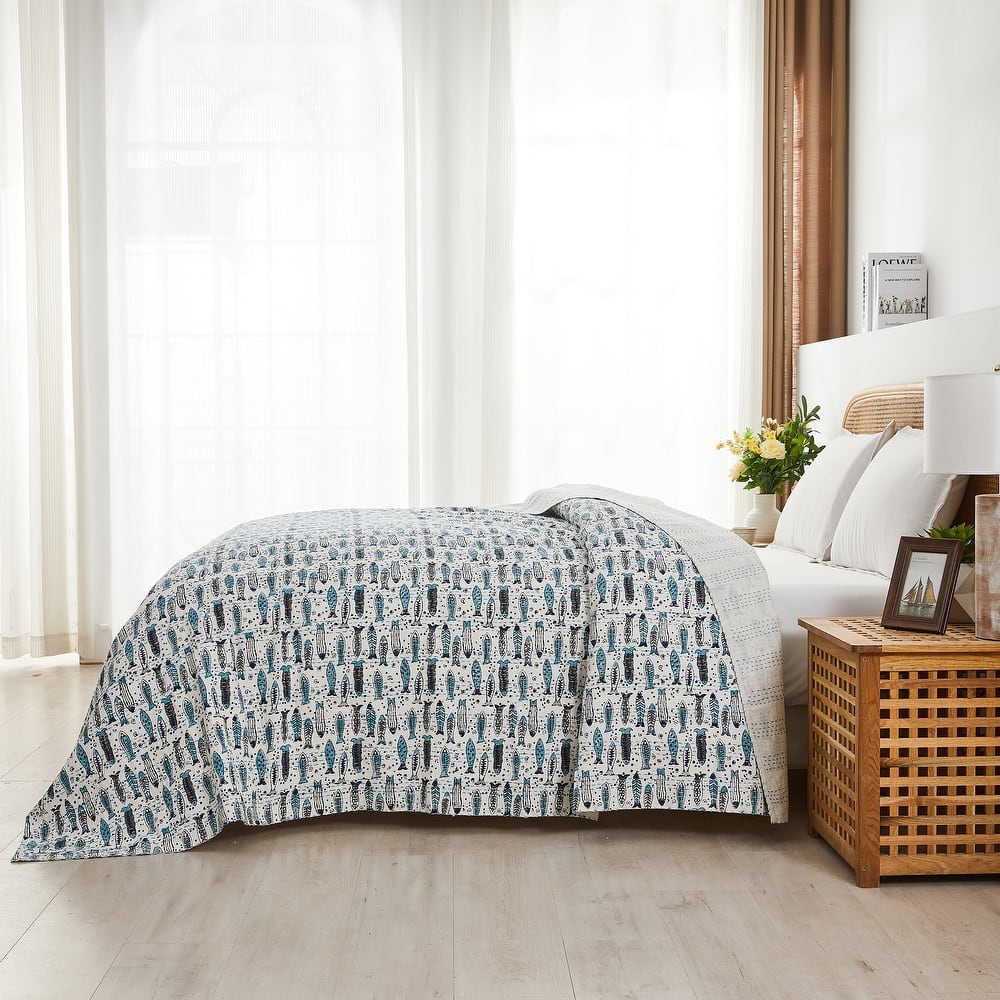 Melange Hand Stitched Kantha Block Print Coverlets and Shams