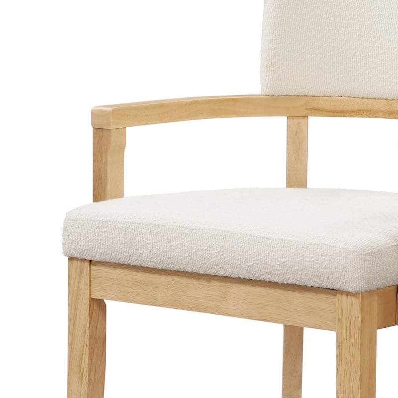 Christopher Knight Home - Mid-Century Modern Boucle Upholstered Dining Chair Set with Wood Frame - Set of 2