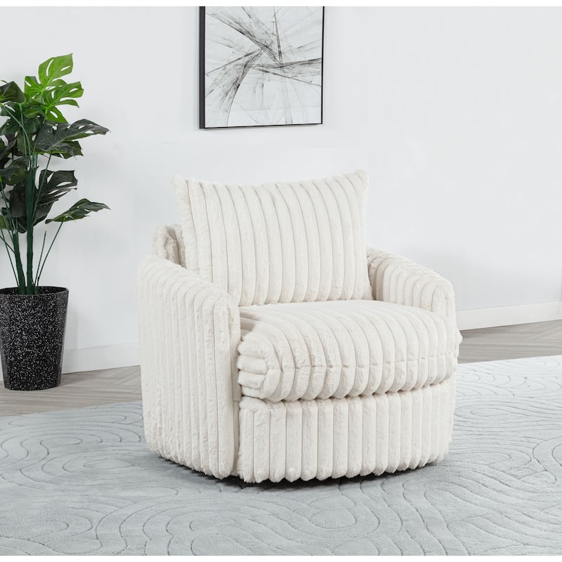 Sarco Corduroy Upholstered Swivel Accent Arm Chair - 38.25" x 34.25" x 37"