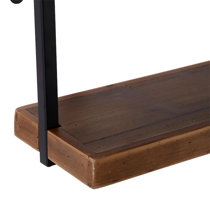 Wood Minimalistic Floating Wall Shelf with Black Metal Frames - Set of 3 Brown - Roche River Decor - 6"W x 21"L x 8"H