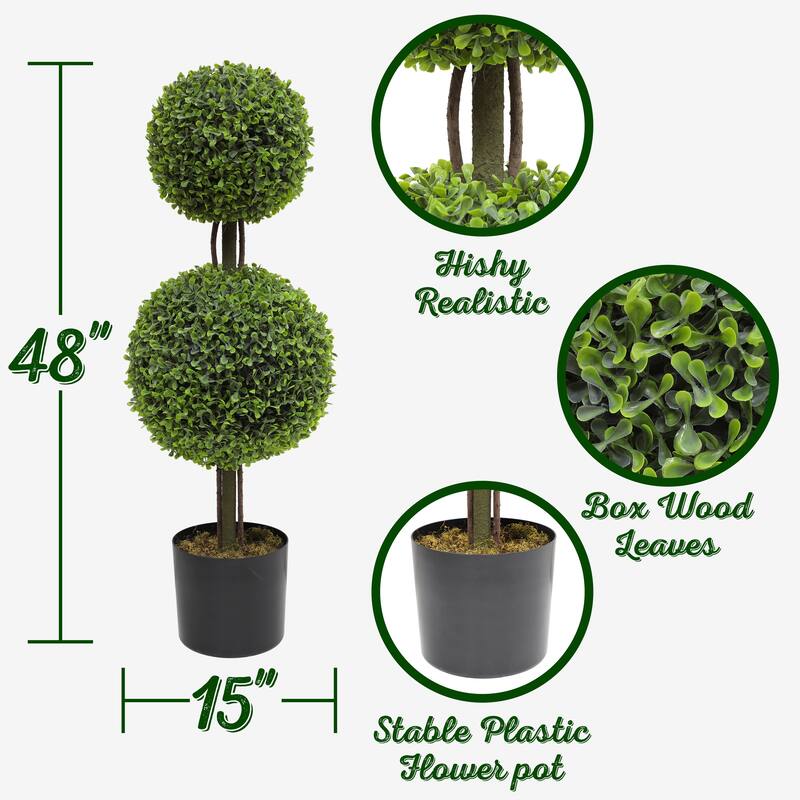 3 ft. Artificial Boxwood Topiary Double Balls Tree