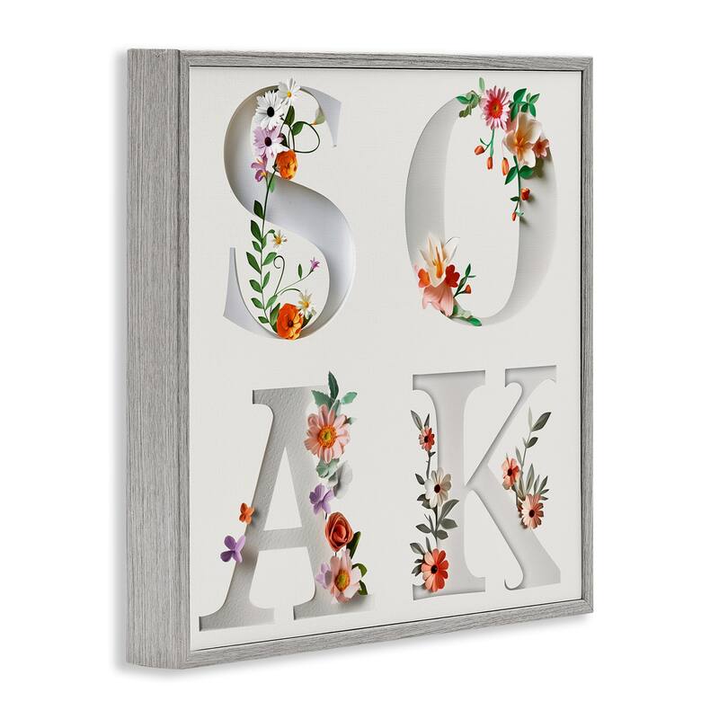 Stupell Floral Bathroom Soak Letters Framed Giclee Art Design By Susan Arnot