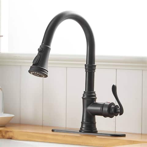 Pull Down Kitchen Faucet Single Handle Modern One Hole Kitchen Sink Faucets With Pull Down Sprayer Basin Tap With Deck Plate