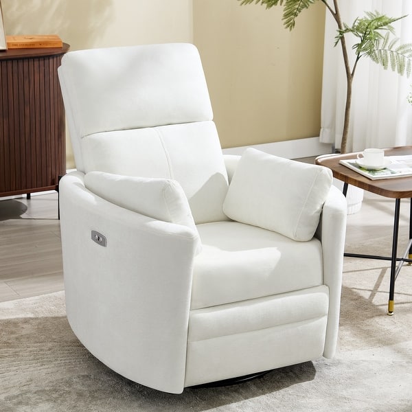 slide 2 of 70, HOMYKA Power Rocker Swivel Recliner with USB and Type-C Ports Beige