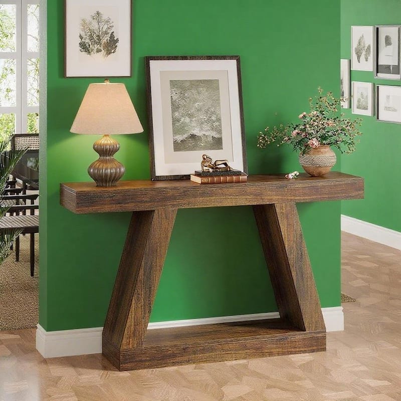 MDF Console Table with Farmhouse Rustic Style abd Storage - 55.12"W x 11.81"D x 31.5"H