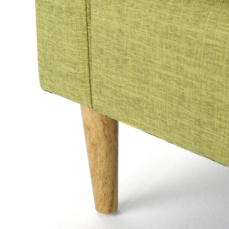 Roomfitters Modern Upholstered Club Chair with Cushioned Seat, Button-Tufted Back and Wooden Legs for Living Spaces, Green