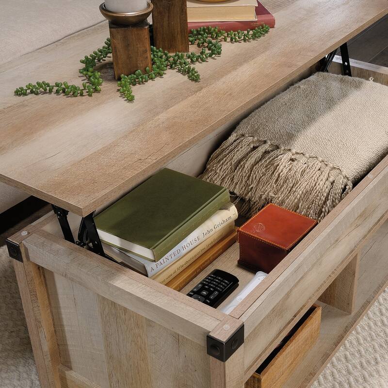 Wood Lift-Top Coffee Table with Versatile Work Surface, Brown - 43.15" L x 19.45" W x 18.98" H