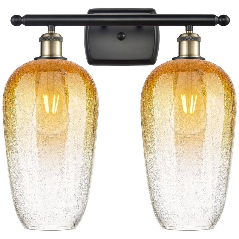 Innovations Lighting 516-2W-16-17 Brookhaven Flute Vanity Brookhaven - Black Antique Brass / Amber