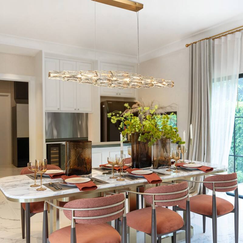 Modern Glam LED Crystal Linear Chandelier 42" W Island Lights for Kitchen Island - W 42.5" x H 66" Max