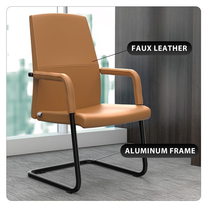 LeisureMod Evander Modern Faux Leather Office Chair with Aluminum Frame