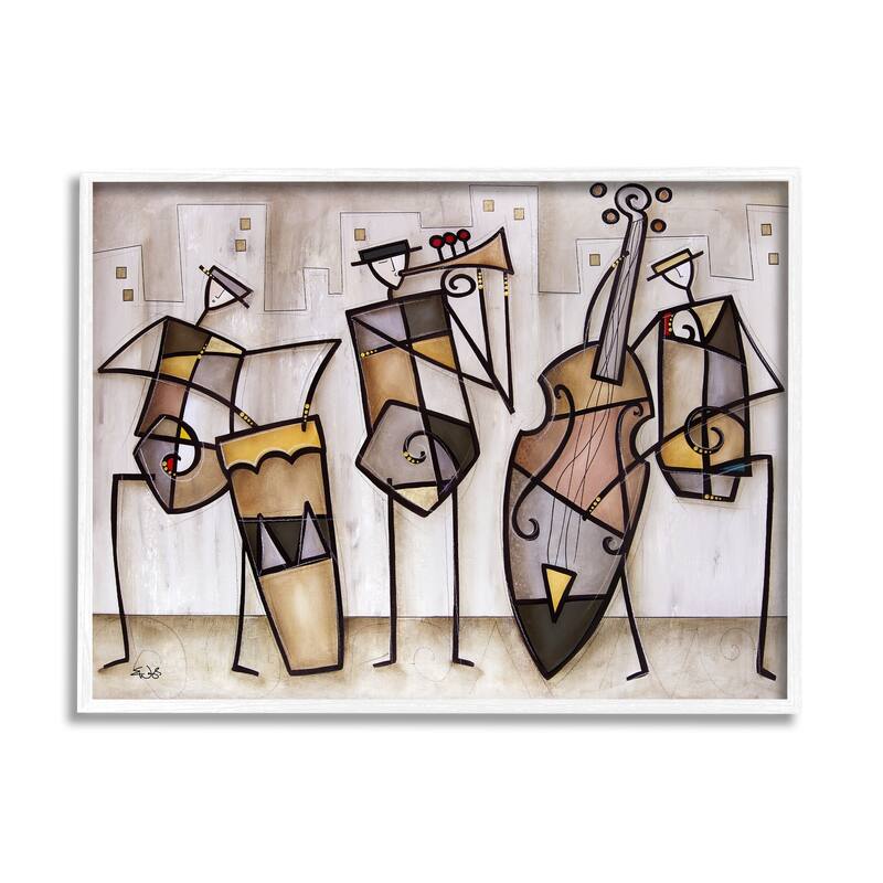Stupell Musical Trio Abstract Modern Painting Black Framed Wall Art, Design By Artist Eric Waugh - Brown - 24 x 30 - White