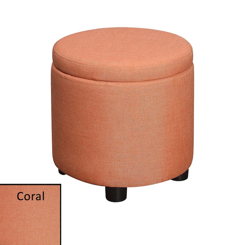 Convenience Concepts Designs4Comfort Round Accent Storage Ottoman with Reversible Tray Lid