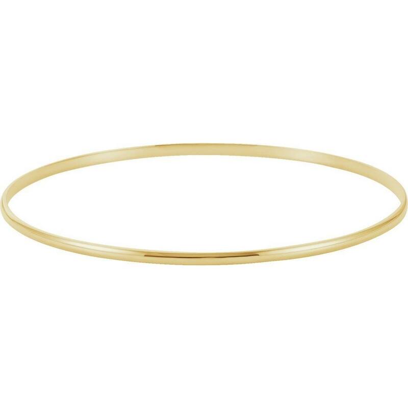 Curata 14k Yellow Gold Half Round Bangle Bracelet 2mm