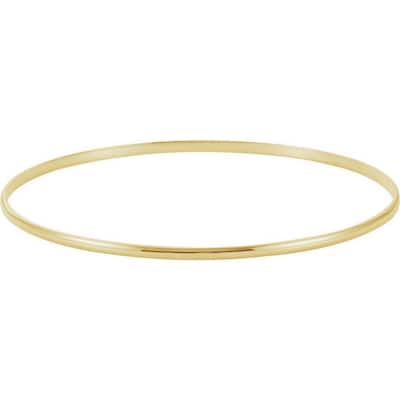 Curata 14k Yellow Gold Half Round Bangle Bracelet 2mm