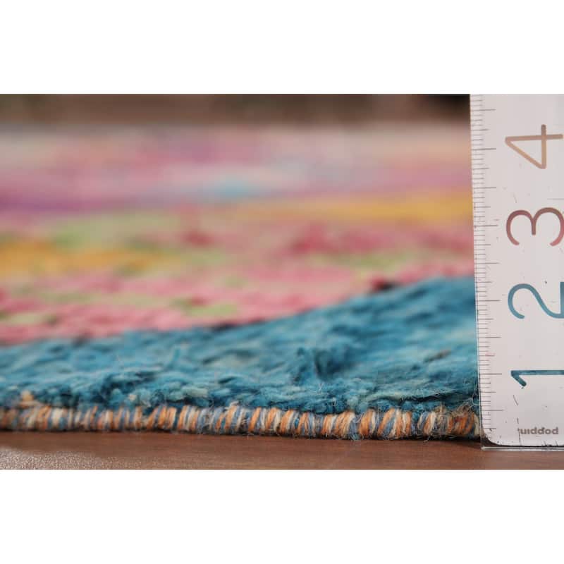 Colorful Trellis Moroccan Area Rug Handmade Geometric Wool Carpet - 7'7" x 11'0"